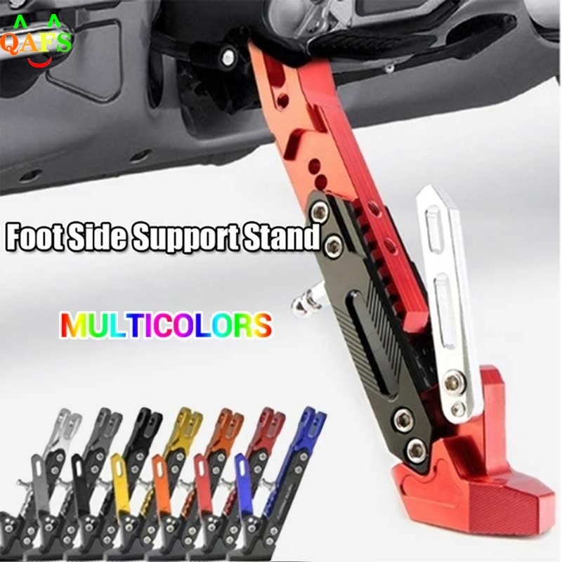 1pcs Aluminum Motorcycle Side Stand Kick Stand Blue CNC Support Stand Adjustable 