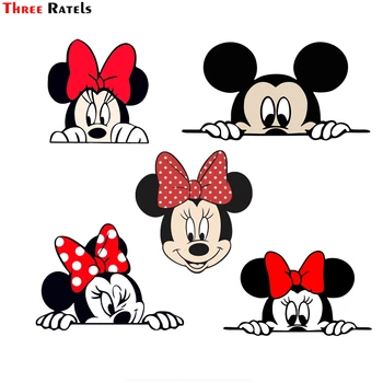 

Three Ratels FC50 Mickey and Minnie Creative Cartoon Peeking Decal Car Sticker Car Rear View Mirror Car Bumper Body Pattern