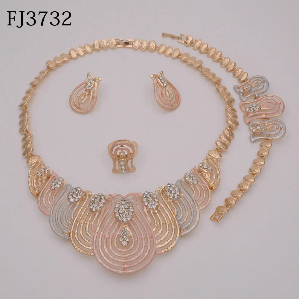 Роскошные Ювелирные наборы из Дубая золотого цвета для женщин индийские