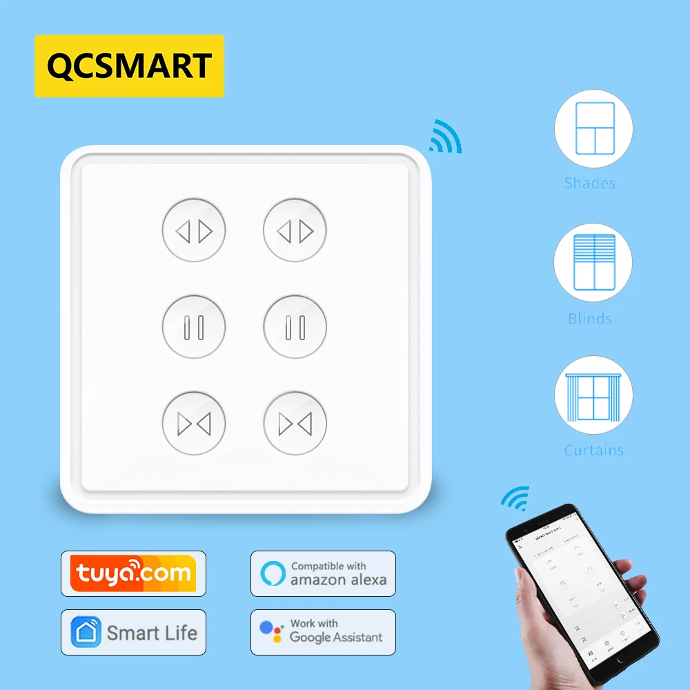 Tuya Smart Life WiFi Blinds Curtain Rolling Shutter Double Switch with Percentage Control Support Google Home Alexa  DIY