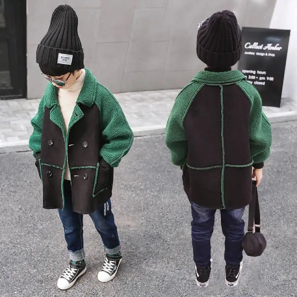 Осенне-зимние кашемировые куртки для мальчиков модная теплая детская верхняя одежда повседневные куртки для мальчиков верхняя одежда для мальчиков ростом от 100 до 160 см