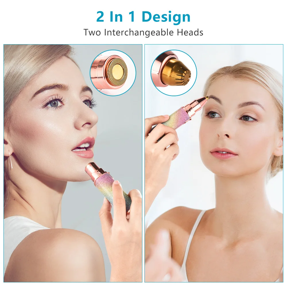 Shaver de Baixo Nível de Ruído Viagem em Casa 2 em 1 Mini Depilação Lady Facial Corpo Perna Bikini Bochecha Lábio Superior Feminino Portátil Elétrico Epilat 3 Depiladores