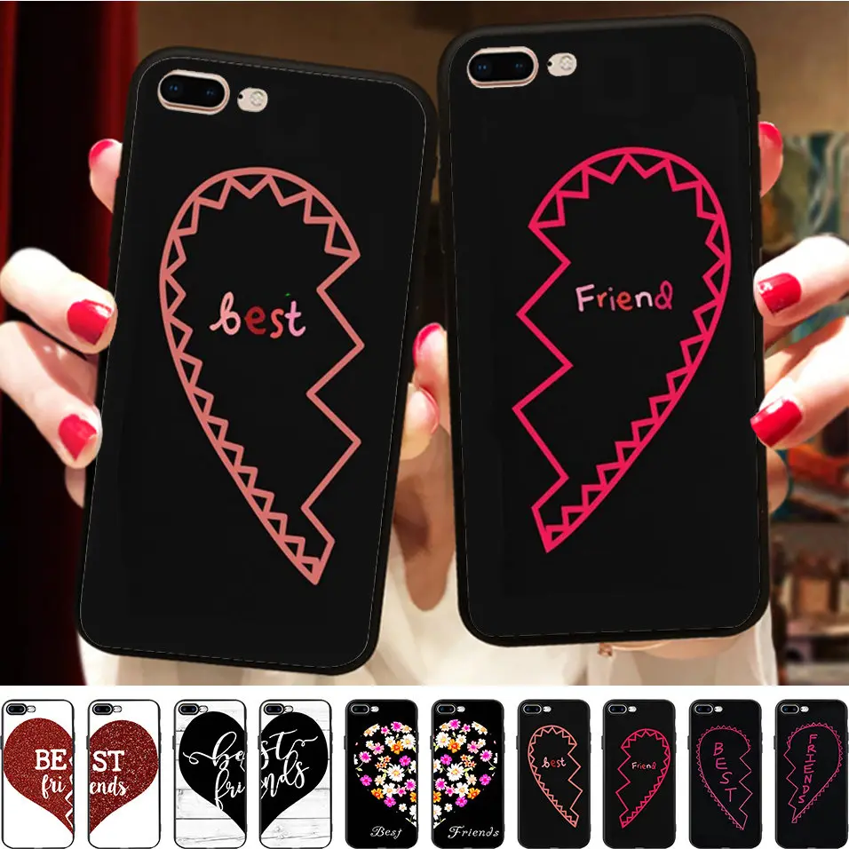

BFF Heart Best Friends Couple Case For Xiaomi Redmi note 4 5 plus 4x 6 Case Soft Silicone Phone Fundas Capinha