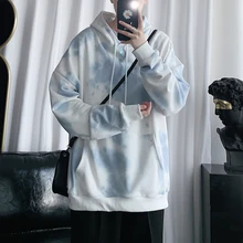 Hip Hop Hoodies Men's Fashion Tie-dye Printing Casual Loose Cotton Hoodie Men Streetwear Wild Hooded Sweatshirt Mens Hoody S-2XL