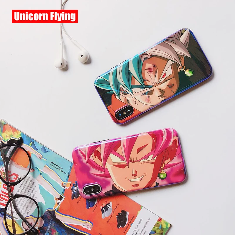 

LinXiang HD Blue Ray Dragon Ball Z Super Saiyan IMD Glossy Phone Case Back Cover For iphone 6 6s 7 8 Plus X XS Max XR