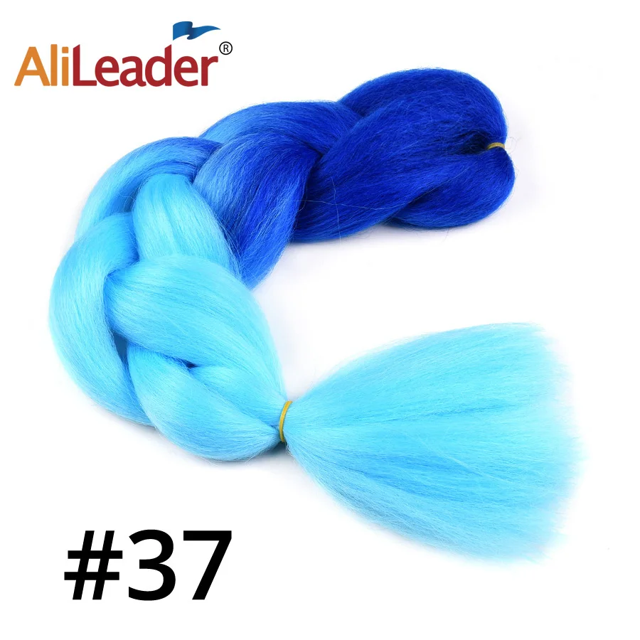 Leeons дешевые и популярные 24 дюйма огромные длинные вязанные крючком косички волосы Омбре фиолетовый блонд зеленый красный синий серый Xpression наращивание волос - Цвет: 37