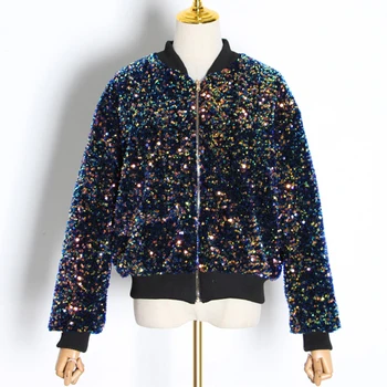 

Women Sequin Jacket Spring Autumn Loose High Street Jacket Coat Women 2020