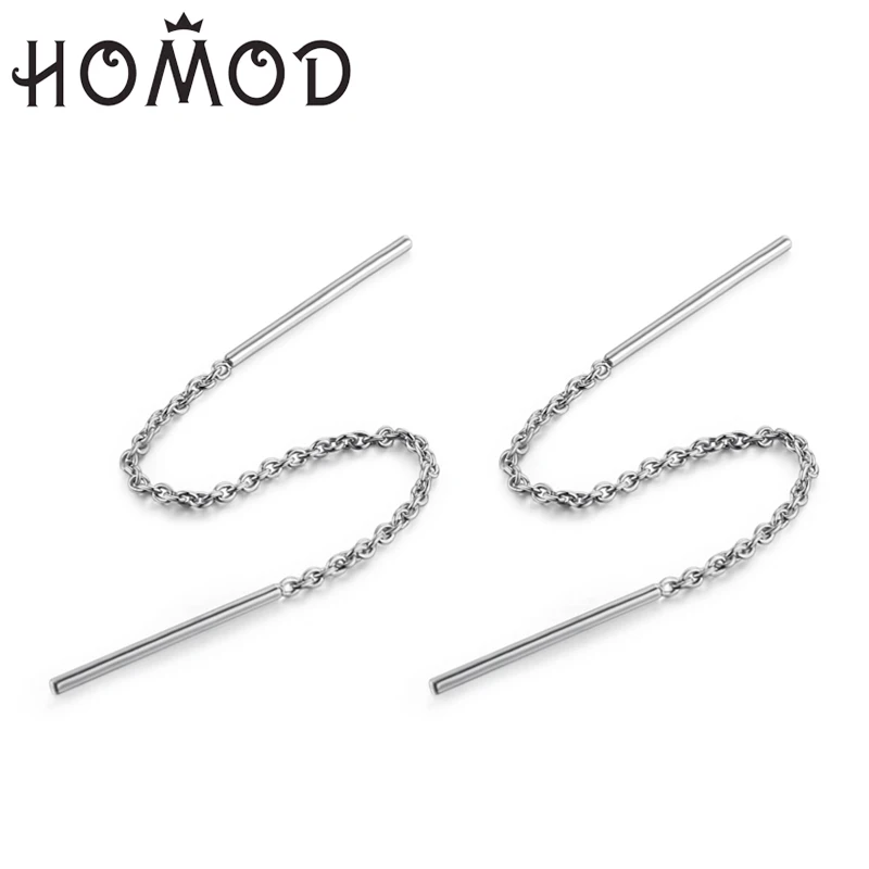 

HOMOD 2019 New Simple Style None Stone Rose Gold Color Drop Earrings Jewelry For Girl Women Wholesale