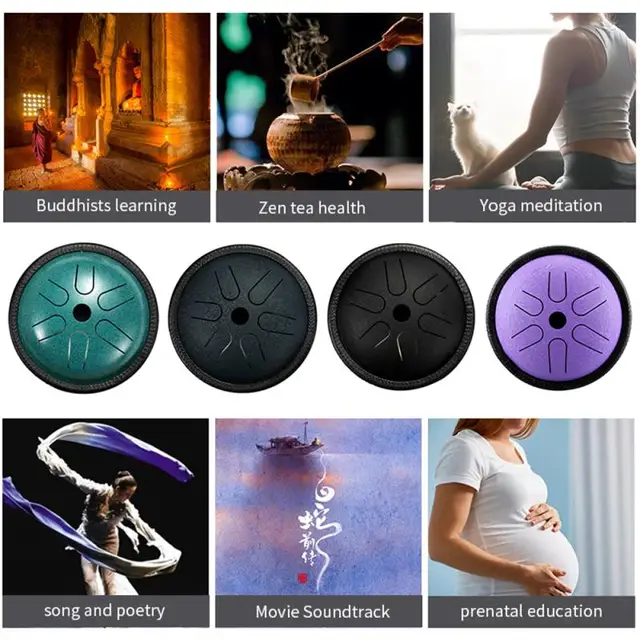 5.5'' Steel Tongue Drum 5 Tone Handpan G Tune Tankdrum Yoga Instrument With Bag Buddhist Musical Percussion Instrument