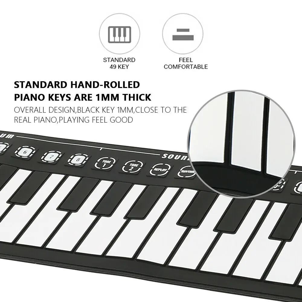 49 клавиш портативное складное пианино Гибкая цифровая клавиатура пианино Силиконовое электронное складное пианино детские игрушки встроенный динамик