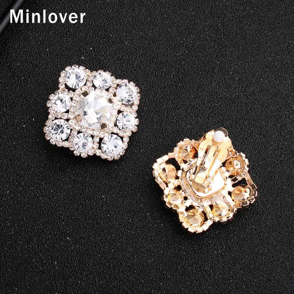 Minlover клипсы со стразами серьги без прокола для женщин геометрический имитация жемчуга серебро/Золотые для ушей манжеты без отверстия MEH1676