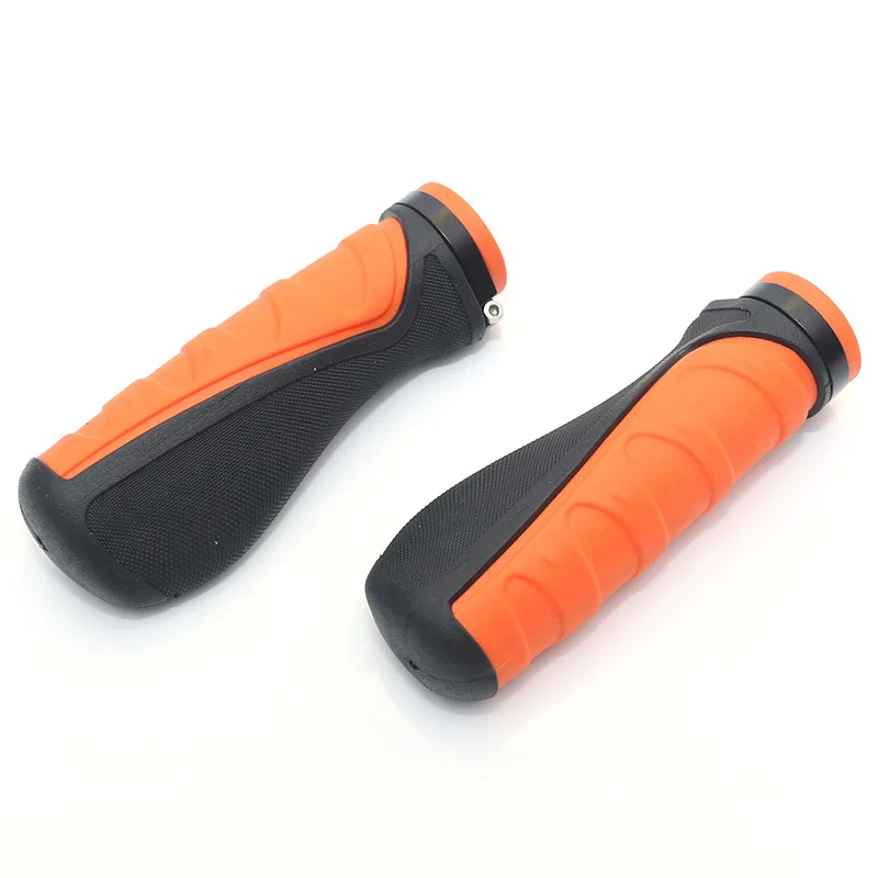 Orange Black Велосипедные ручки Эргономичные Бар Конец надежное крепление с обеих сторон замок ручка руль 6 Цвет тон держатель MTB Велоспорт Упор для рук - Цвет: Orange Black
