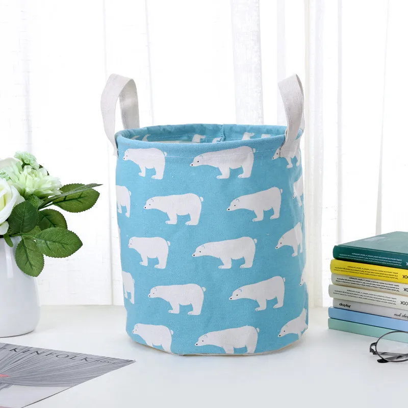 Foldable Cotton Storage Basket Desktop Waterproof Storage Organizer Bag Basket for clothes for Home storage of toys summer Apr12 (10)