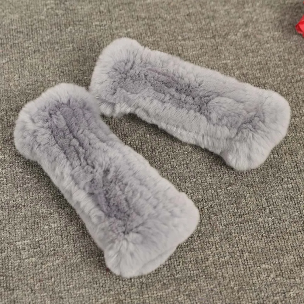 Light Grey Новинка, модные женские перчатки с натуральным кроличьим мехом, зимние теплые вязаные перчатки S7263 - Цвет: Light Grey