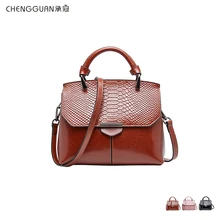 Модные Качественные chengguan 1134 натуральная кожа сумка с текстурой под кожу крокодила сумка на одно плечо, склонная сумка через плечо для женщин