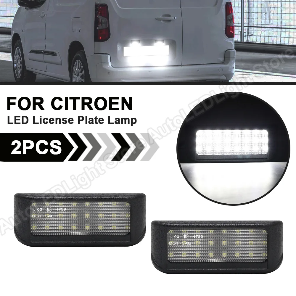 2pcs Led License Number Plate Light Lamp For Citroen Jumpy Van Mpv Spacetourer Berlingo Dispatch