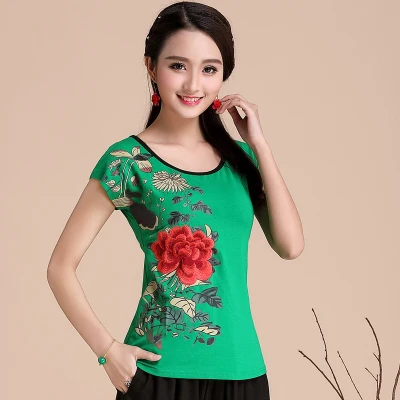 Style twenty four Качественные женские футболки с вышивкой 4XL, винтажный тонкий пуловер, футболка, одежда из хлопка, Blusas Feminina, Летние повседневные топы, футболки - Цвет: Style twenty four