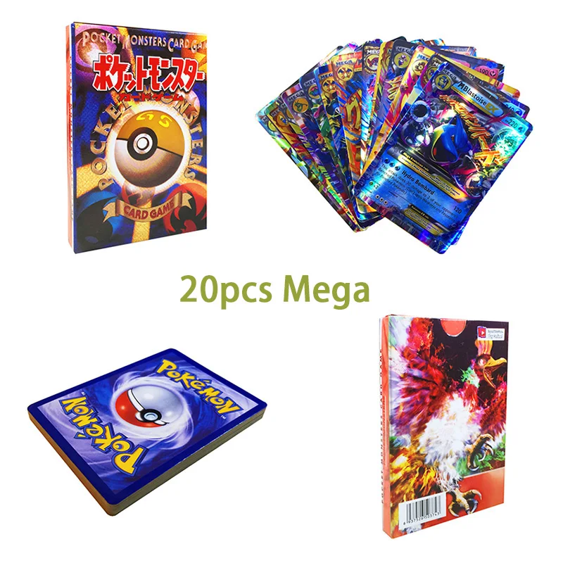 Takara Tomy Покемон 20/60/70/100/120/200/300 шт. блестящие карты GX Мега Игра битва меню торговые карты игра для детей Рождественский подарок