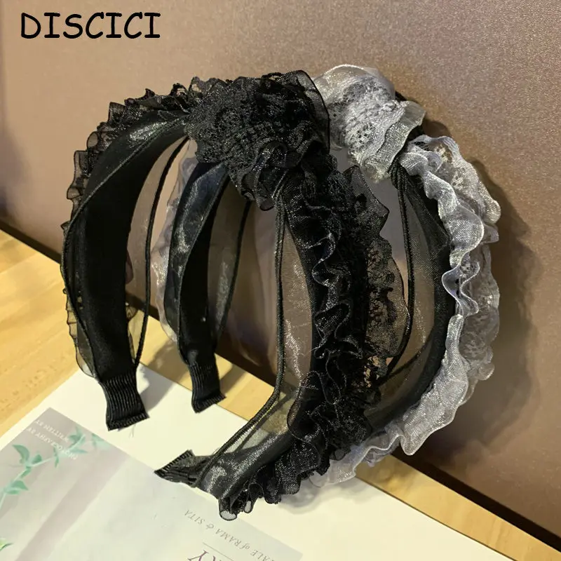 

DISCICI 2020 New Fashion Hair Accessories Band Women's Wash Face Forest Lace Headband Versatile Go Out Middle Knotting Hairband