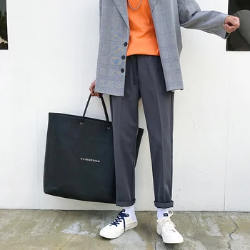 

2019 Autumn New Korean Version Of The College Wind Loose Fashion Casual Slim Solid Color Suit Pants