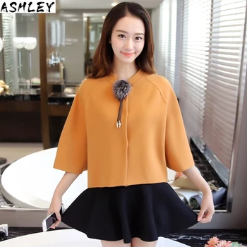 

Cloak Knitted Short Cardigans Coat Women Fashion Autumn Batwing Half Sleeve Mandarin Collar Sweater Coat Winter Loose Tops Mujer