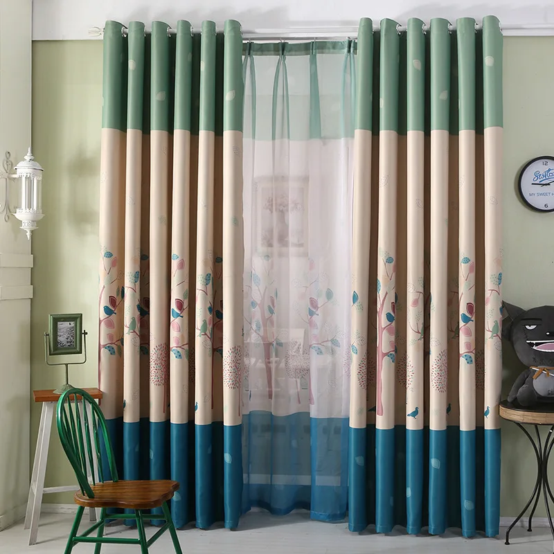 

Finished Embroidered Custom curtains Tree Garden Small Fresh Style Curtain for Living Room Bedroom Curtains for Dining Room