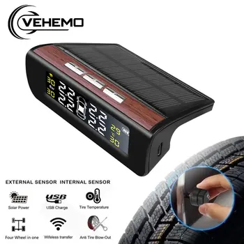 

Vehemo High Temperature Alarm Real-Time Car Auto Solar Energy TPMS 4PCS Sensor Display Windshield New Tire Pressure Monitoring
