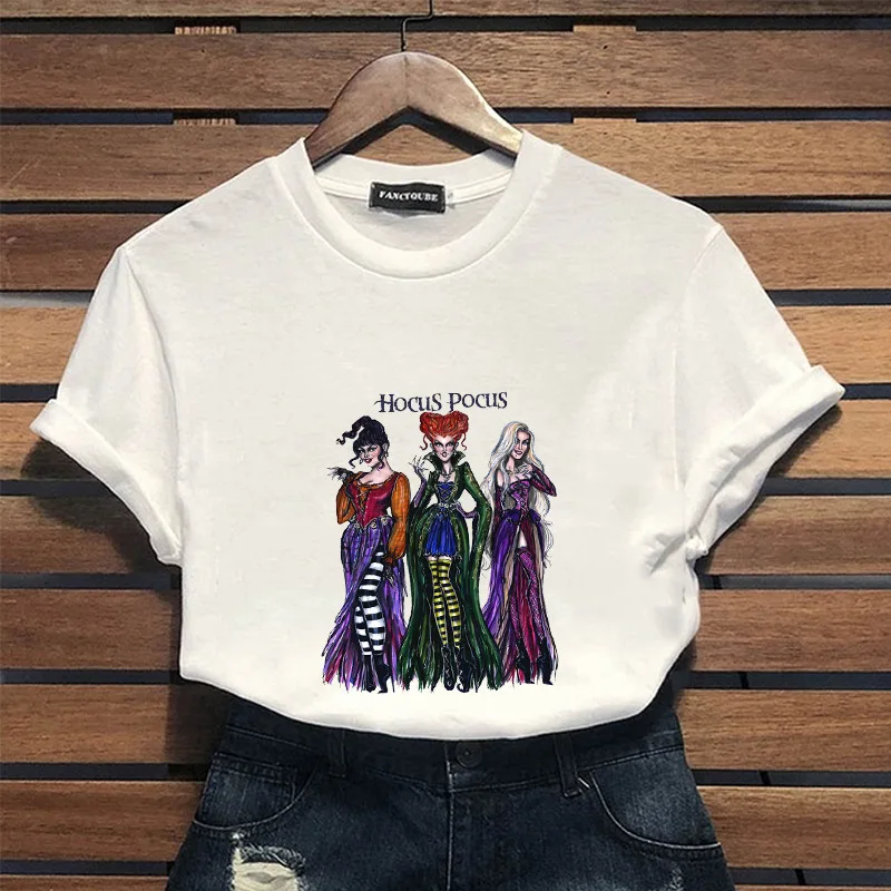 QZHIHE hous Pocus футболки для Хэллоуина Harajuku женские с рисунком ужасов Ullzang 90s винтажные