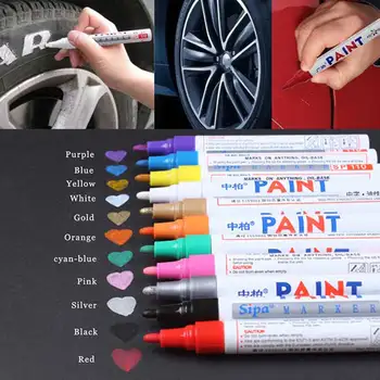 

Paint marker pen waterproof car tire tread metal permanent paint marker for any smooth surface marking graffiti oily stationery