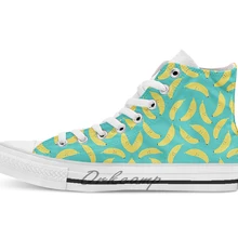 Happy Bananas воздухопроницаемая Повседневная Высокая обувь на шнуровке холщовая Обувь Кеды Прямая