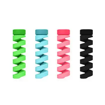 

4Pcs/Set Spiral Cable protector Data Line Silicone Bobbin winder Protective For iphone Android USB Charging earphone Case Cover
