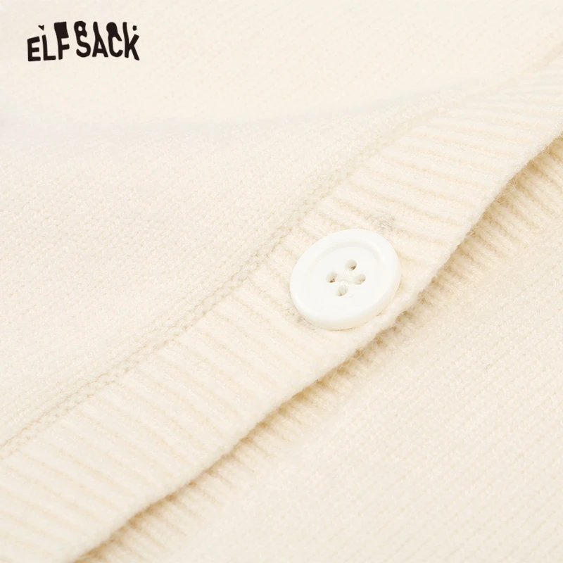 ELFSACK V образным вырезом и принтом в виде Клубнички и Повседневное в консервативном стиле кардиган свитер женская одежда абрикосового цвета корейский стиль женские свитера