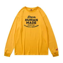 

HUMAN MADE Round Neck Loose Sweater Men's Women's Casual Cotton Print Pullover Human Made Couple Bottoming Shirt