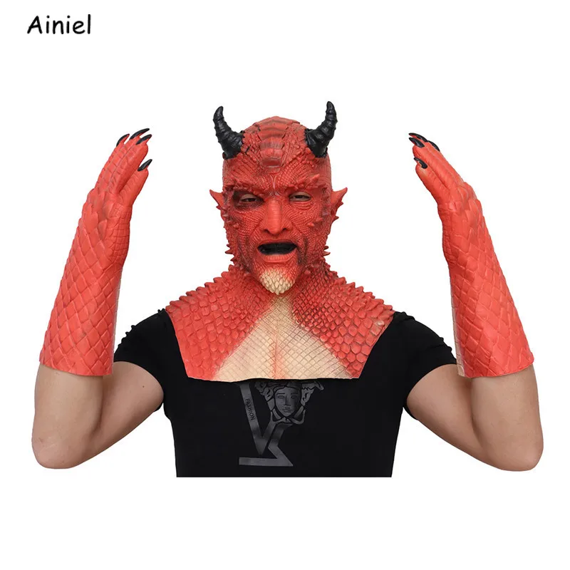 Игра Diablo Belial Demon маска Косплей красная латексные перчатки демона шлем головной