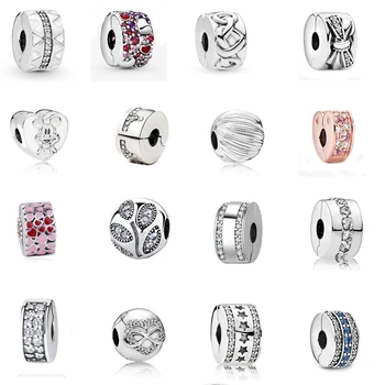 

Free Shipping Authentic 925 Sterling Silver Heart Shining Elegance Clip Charm Fit Pandora Bracelets For Women DIY Jewelry Bead