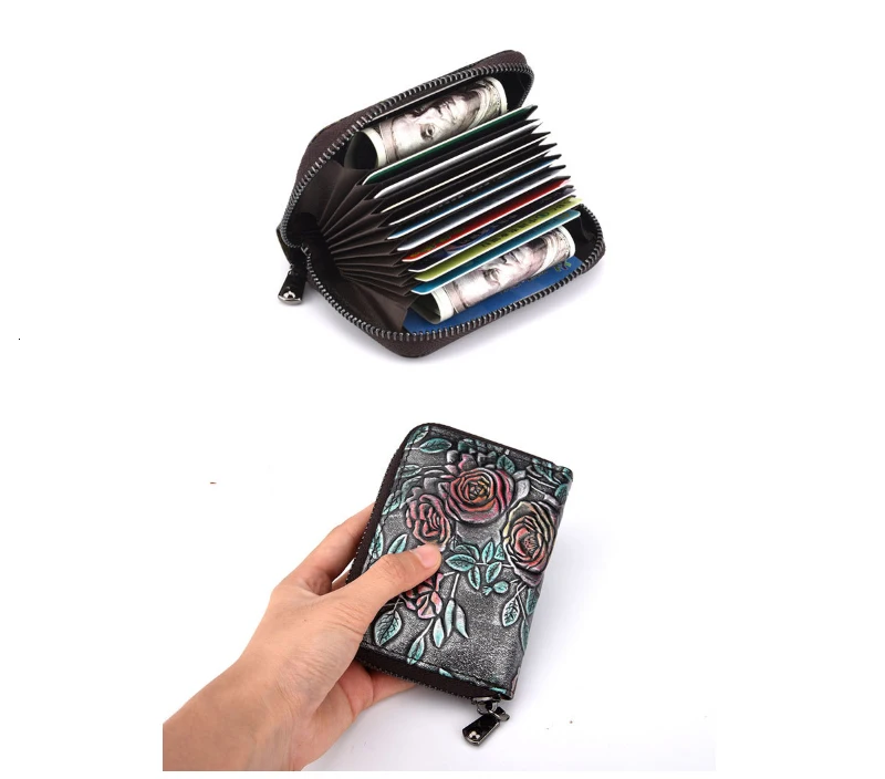 Ретро кошелек женский из натуральной кожи Rfid держатель для карт монета женский кошелек, клатч для девушек бизнес-держатель для карт Tarjetero Mujer