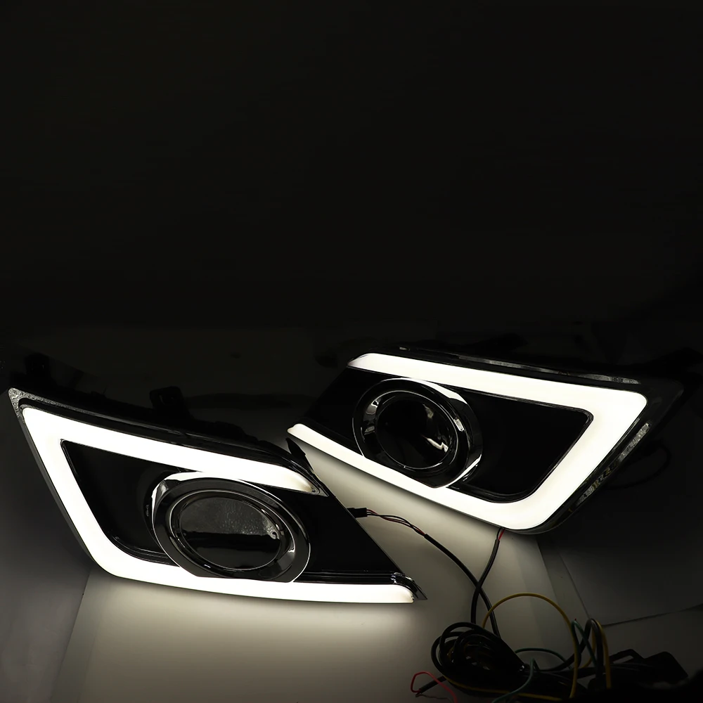 1 комплект DRL дневные ходовые огни Светодиодный дневной светильник противотуманный светильник с желтым сигналом поворота для Nissan Navara Sentra