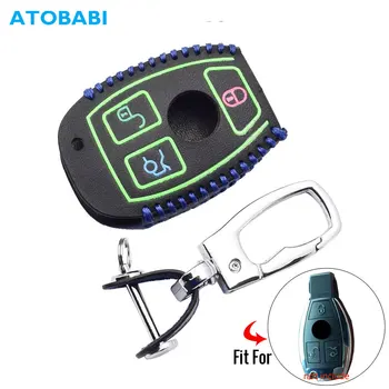 

Luminous Leather Car Key Case For Mercedes Benz C E M S CLS CLK GLK GLC G Class Remote Fob Protector Cover Keychain Accessories