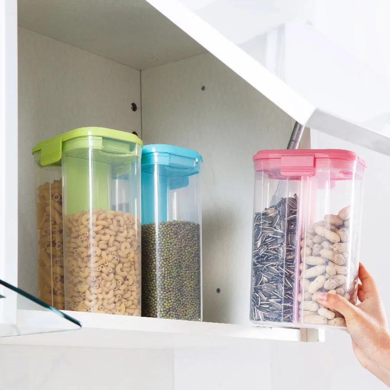 

Japanese Style Plastic Partition Sealed Containers Grains Grains Storage Box Kitchen Large Snacks Jar Transparent Storage Jar