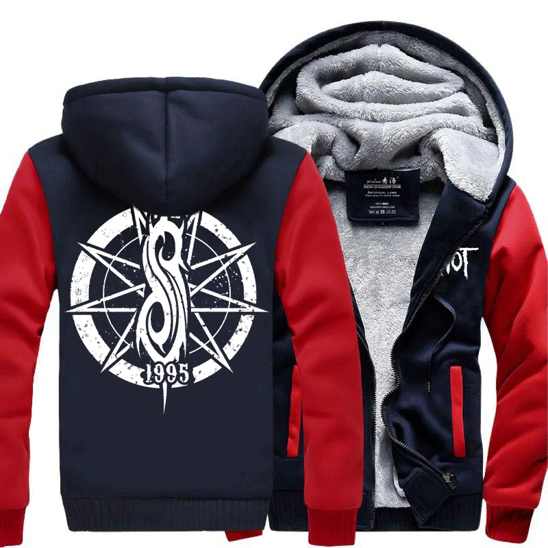 navy red-6 Мужская зимняя толстовка из плотного флиса на молнии с капюшоном, толстовка с логотипом, разноцветная, теплая, повседневная, Спортивная, Прямая поставка - Цвет: navy red-6