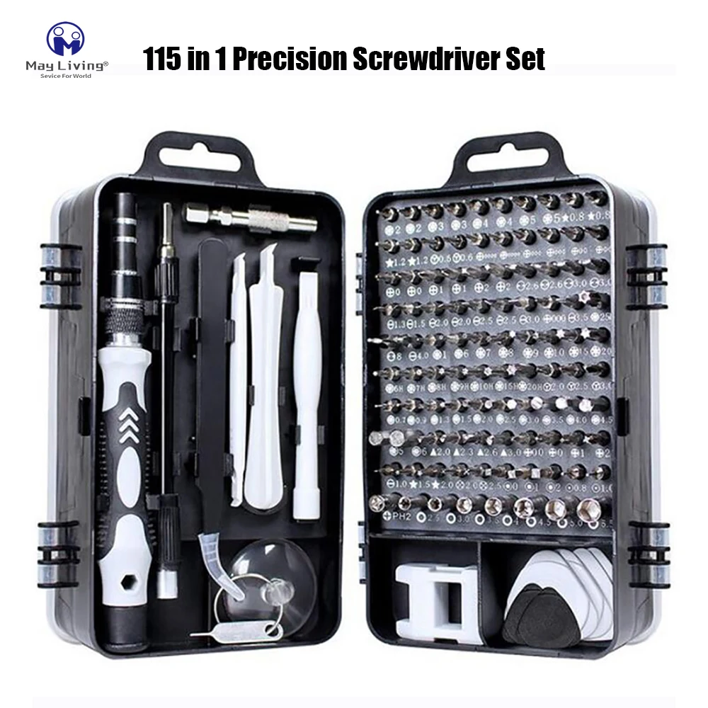 May Living Mini Precision Screwdriver Set with 115 Bits for Phone Computer PC Watch Glasses Appliance Repair Tools Screw Driver |