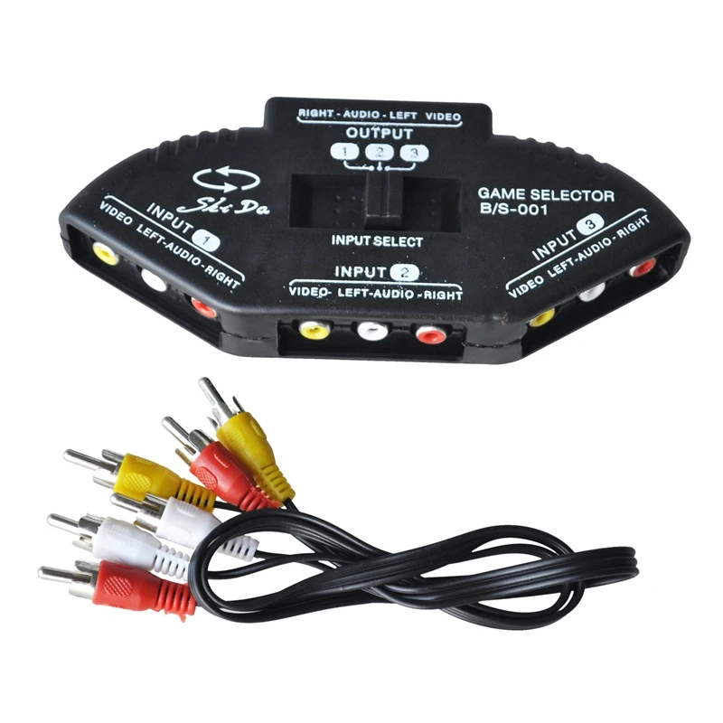 Черный 3 порта AV аудио RCA Phono селектор переключатель