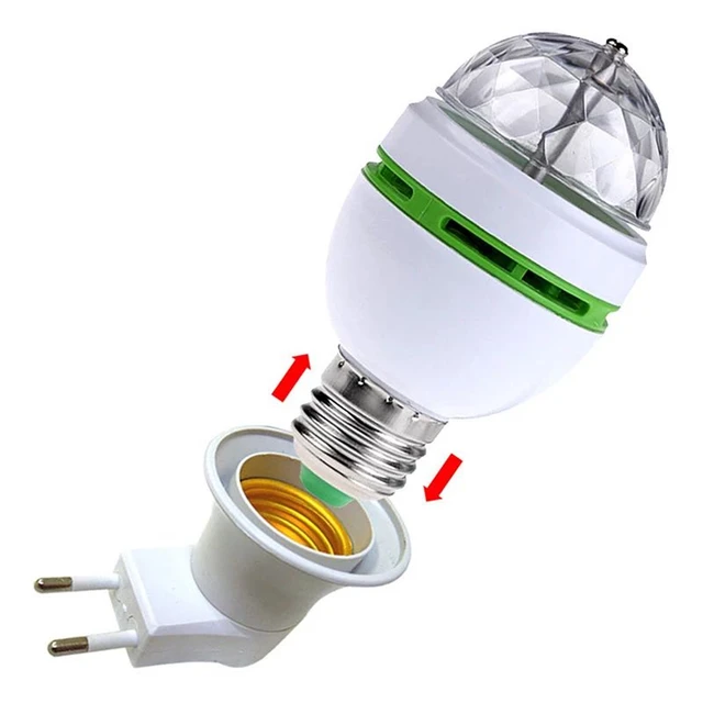 Portable multi LED bulb Mini Laser Projector DJ Disco Stage Light Xmas Party Lighting Show with E27 to EU Plug Adapter 6W with E27 to EU