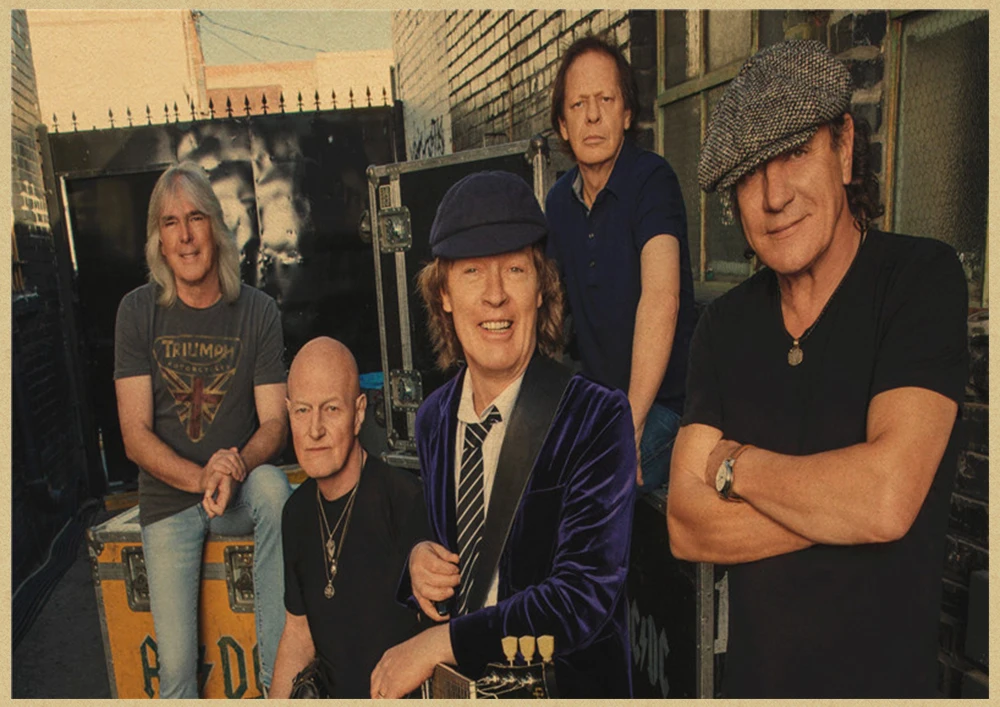 Австралийская рок-группа ACDC Malcolm Angus крафт-бумага винтажный настенный плакат стикер - Цвет: Зеленый