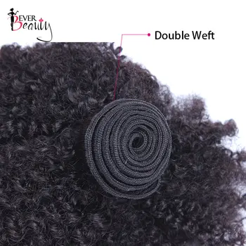 Mongolian Afro Kinky Curly Bundles Human Hair Bundles With Closure 100% Human Hair Weave Extensions 4B 4C Virgin Hair EverBeauty 6