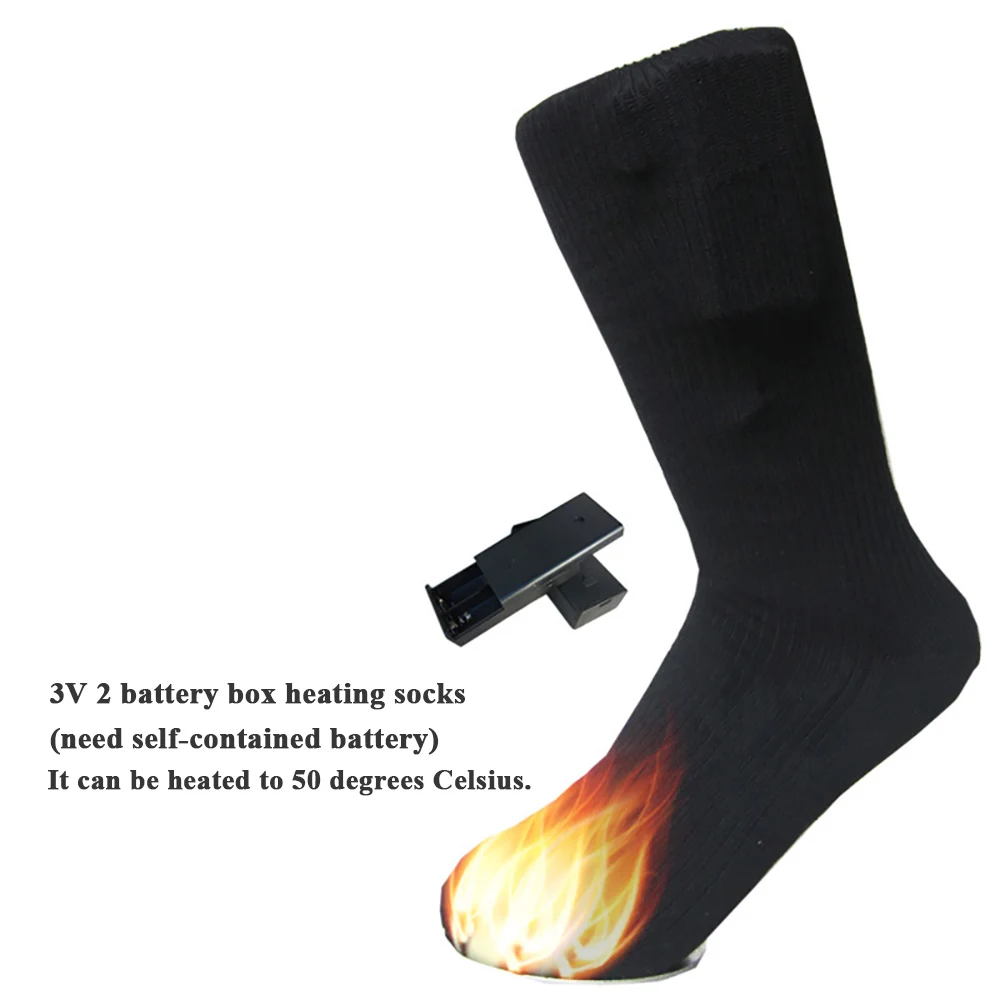 

1pair Heated Socks Rechargeable Men Women Battery Case Battery Operated Winter Foot Warmer Skiing Socks Warming Socks