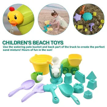 

Silicone beach toys for children Sand Box Set Kit Sea sand bucket Rake Hourglass Water Table play and fun Shovel Random Color
