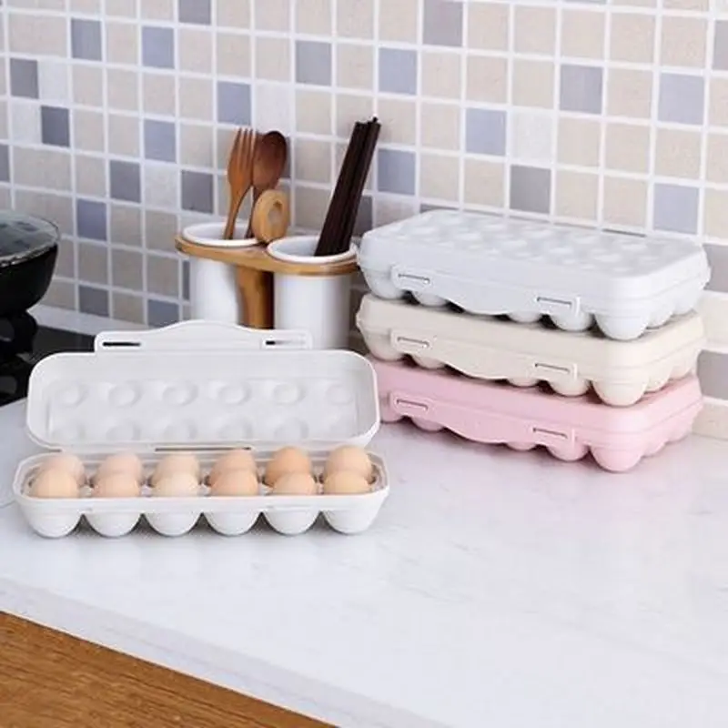 

Stackable Egg Storage Box with Lid Refrigerator Organizer Plastic Organizer Eggs Tray Fresh-keeping Box Kitchen Containers