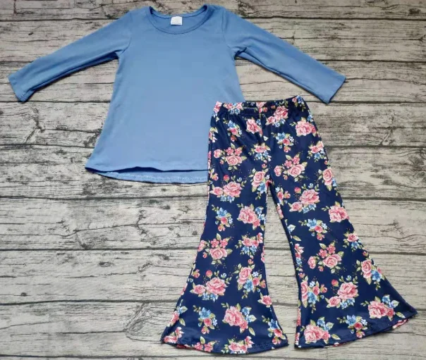 Милая осенняя одежда для девочек; 4 цвета; Эксклюзивная одежда для сестер - Цвет: Синий