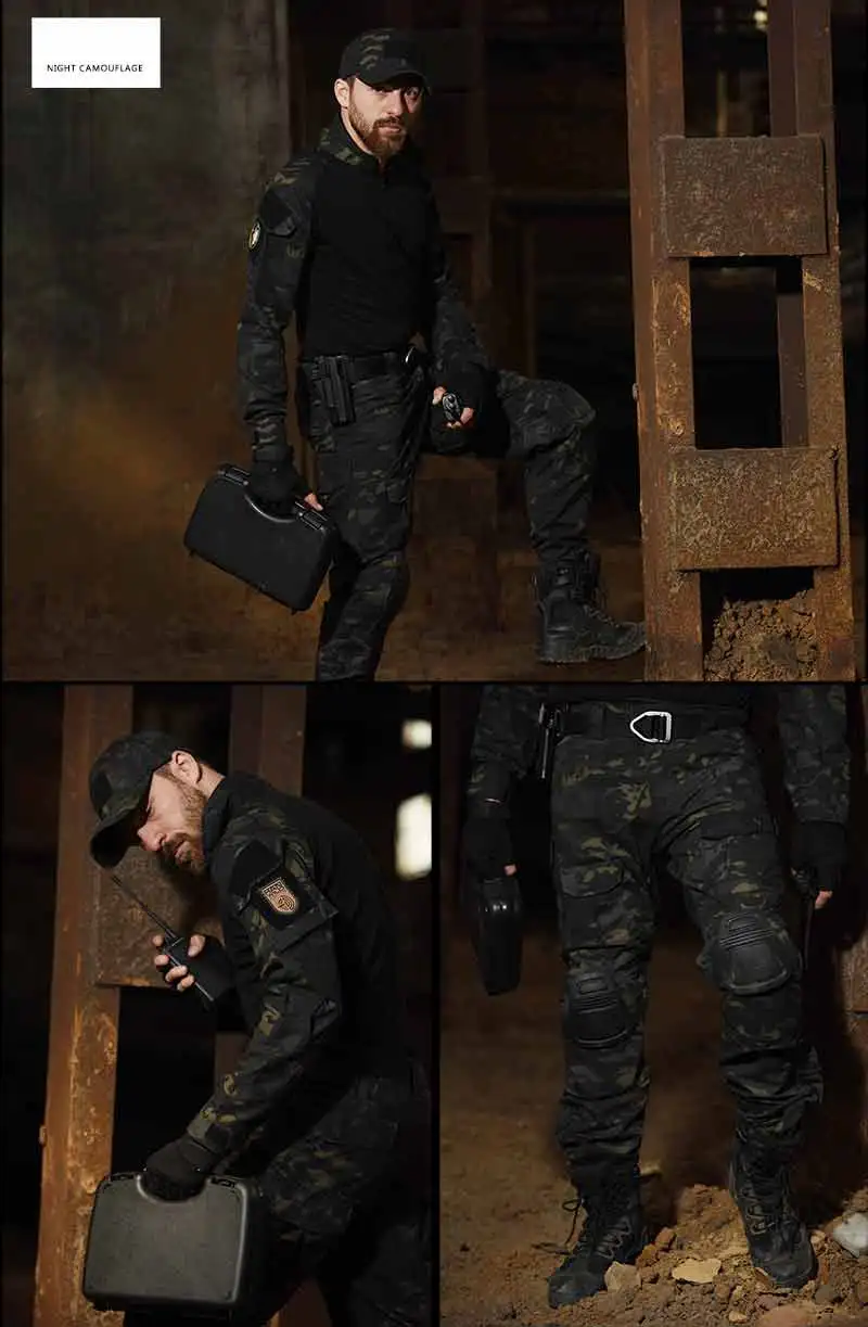 Airsoft Paintball Clothing T-shirt Outdoor &Pants with Pad Men Military Shooting Uniform Tactical Combat shirt camo Army Uniform Airsoft Paintball Clothing T-shirt Outdoor &Pants with Pad Men Military Shooting Uniform Tactical Combat shirt camo Army Uniform